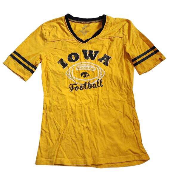 Colosseum Tops - Colosseum Womens Iowa Hawkeyes Graphic Tee Size L Yellow V-Neck Short Sleeve Top